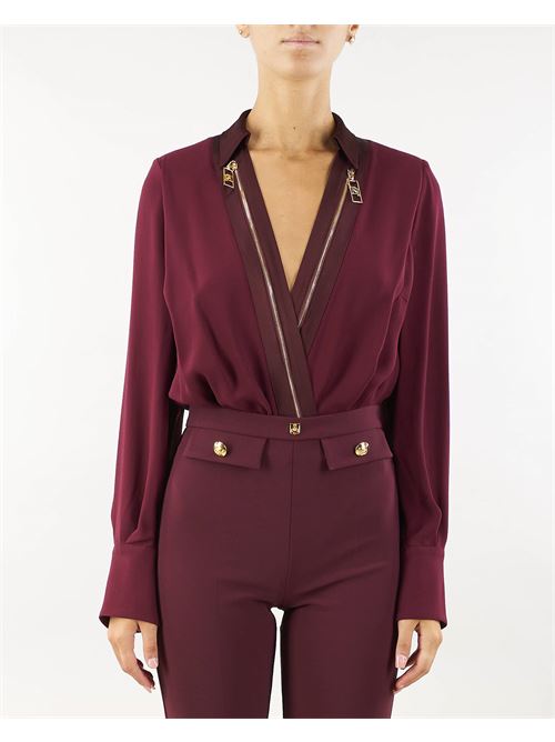 Body shirt in georgette and satin with zip Elisabetta Franchi ELISABETTA FRANCHI | Shirt | CB00346E2CG3